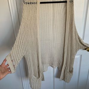 Garage, Nude Loose Knit 3/4 Sleeve Oversized Cardigan, Size: X Small